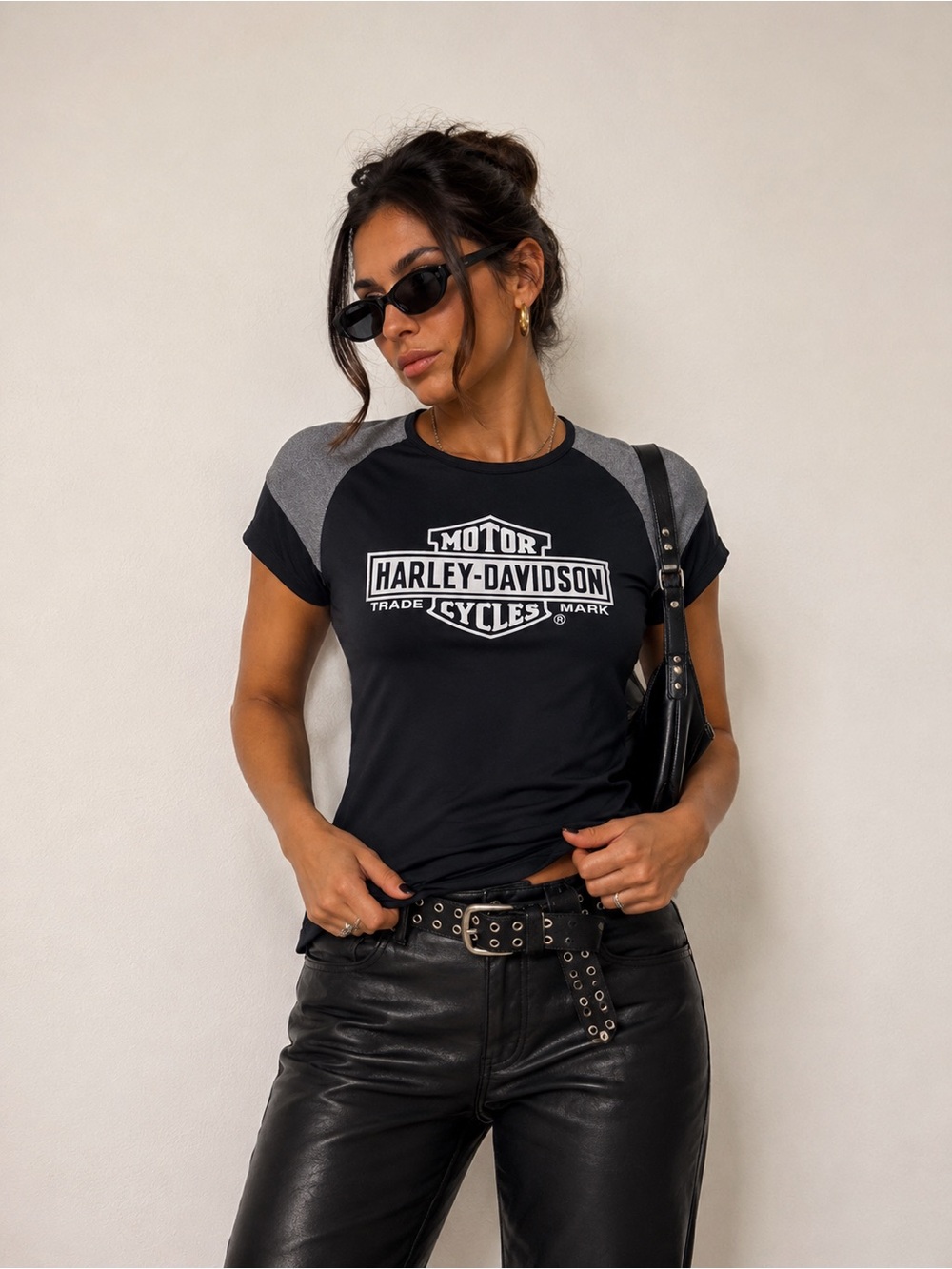 Harley-Davidson Women's Black & Gray Logo Tee XS